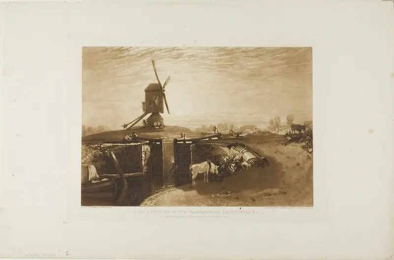 Windmill and Lock, plate 27 from Liber Studiorum Wall Art by Joseph Mallord William Turner - High-Resolution Digital Print