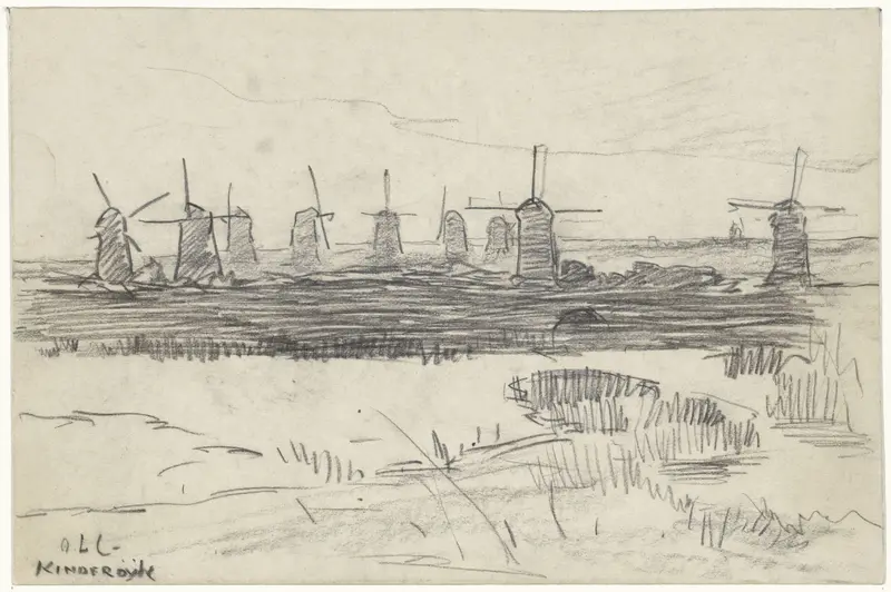 Windmolens bij Kinderdijk Wall Art by Adolf le Comte - High-Resolution Digital Print