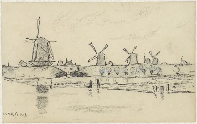 Windmolens bij Overschie Wall Art by Adolf le Comte - High-Resolution Digital Print