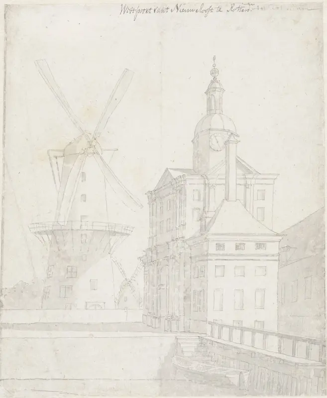 Windmolens en de Westpoort op het Nieuwe Hoofd te Rotterdam Wall Art by Cornelis Pronk - High-Resolution Digital Print