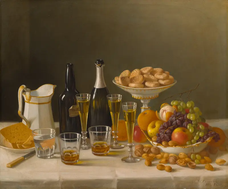 Wine, Cheese, and Fruit Wall Art by John F. Francis - High-Resolution Digital Print