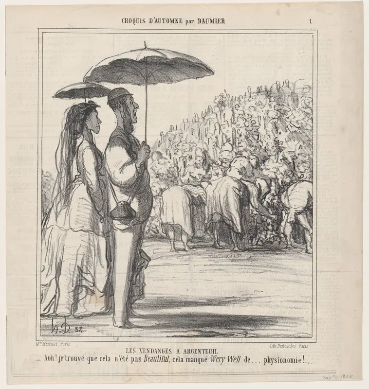 Wine harvest in Argenteuil, from 'Autumn sketches,' published in Le Charivari, September 21, 1865 Wall Art by Honoré Daumier - High-Resolution Digital Print