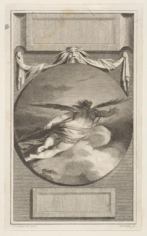 Winged Figure Flying Through Clouds, from Bell's "Poets" Wall Art by William Blake - High-Resolution Digital Print