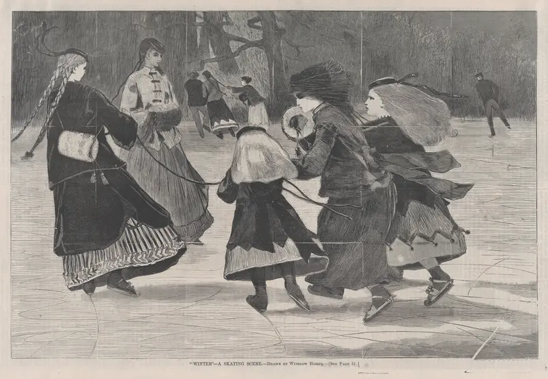 "Winter" – A Skating Scene (from "Harper's Weekly," Vol. XII) Wall Art by Winslow Homer - High-Resolution Digital Print