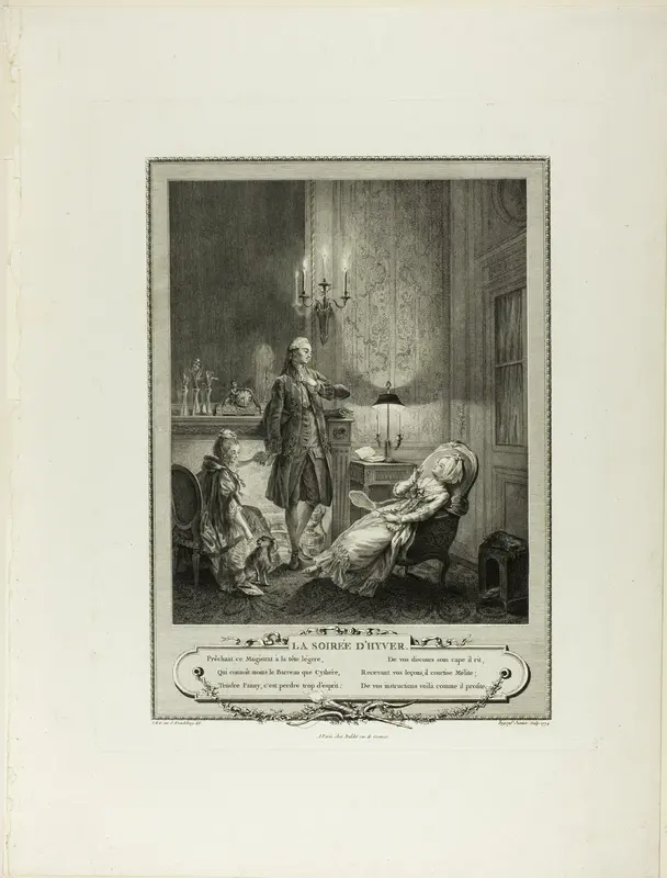 Winter Evening, from Monument du Costume Physique et Moral de la fin du Dix-huitième siècle Wall Art by François Robert Ingouf - High-Resolution Digital Print