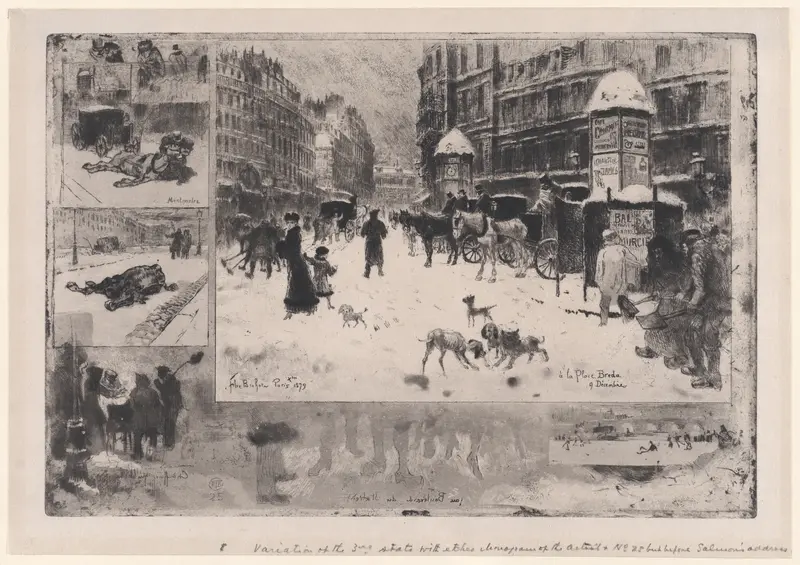 Winter in Paris, or Snow in Paris Wall Art by Félix-Hilaire Buhot - High-Resolution Digital Print