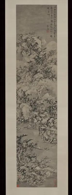 Winter landscape with fisherman Wall Art by Shi Zhong - High-Resolution Digital Print