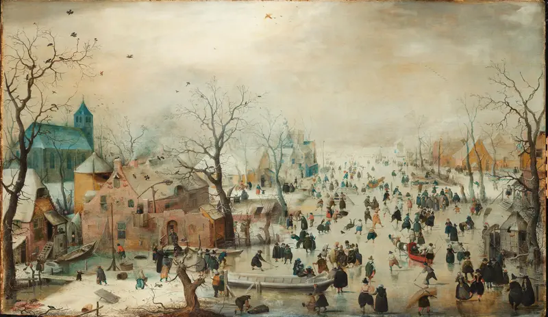 Winter Landscape with Ice Skaters Wall Art by Unknown - High-Resolution Digital Print