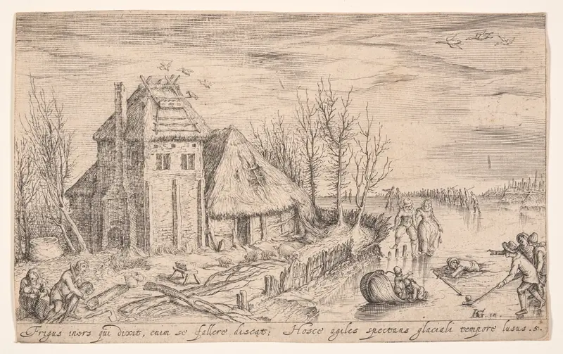 Winter Landscape with Ice Skaters, from Landscapes Wall Art by Jacob de Gheyn, II - High-Resolution Digital Print