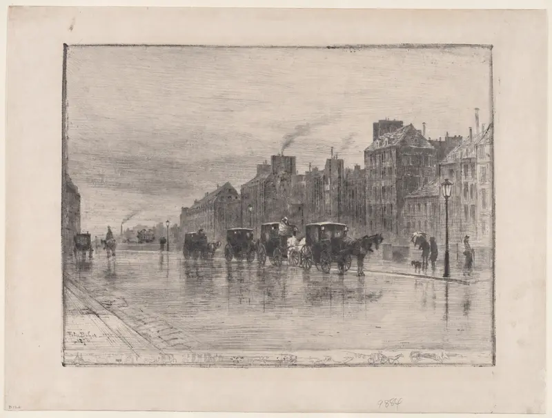 Winter Morning on the Quai de l'Hôtel Dieu Wall Art by Félix-Hilaire Buhot - High-Resolution Digital Print