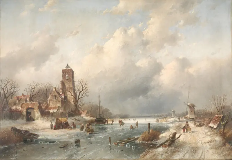 Winter Scene Wall Art by Charles Leickert - High-Resolution Digital Print