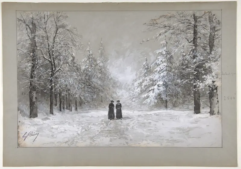Winter Scene with Two Men Wall Art by Eugène Cicéri - High-Resolution Digital Print