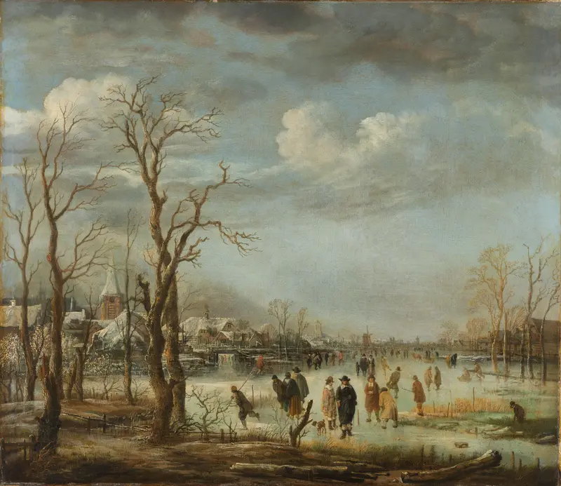 Wintergezicht nabij een stad Wall Art by Unknown - High-Resolution Digital Print