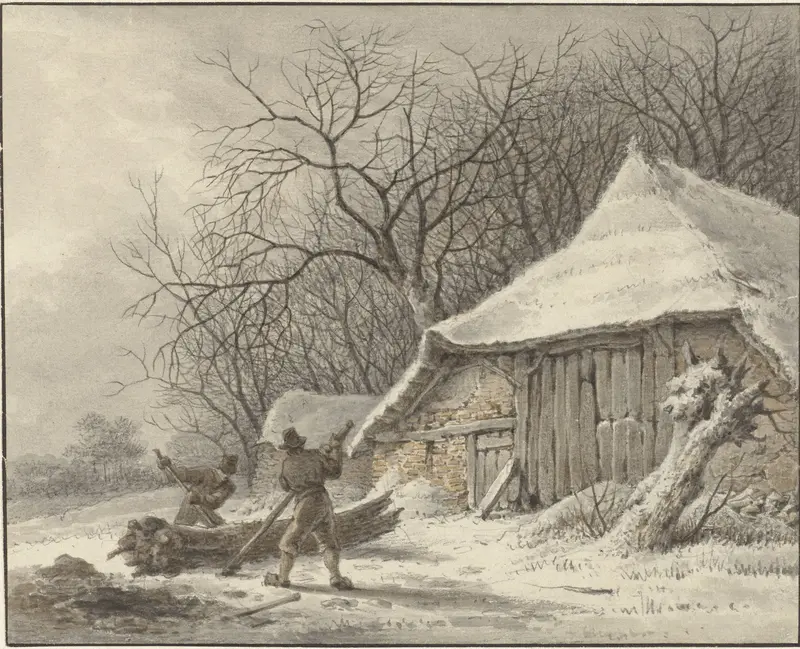 Winterlandschap met boerderij bij het Voorbroek te Terborg Wall Art by François Joseph Pfeiffer (II) - High-Resolution Digital Print