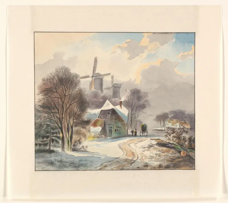 Winterlandschap met boerderijen en molens Wall Art by Johannes van Reijn - High-Resolution Digital Print