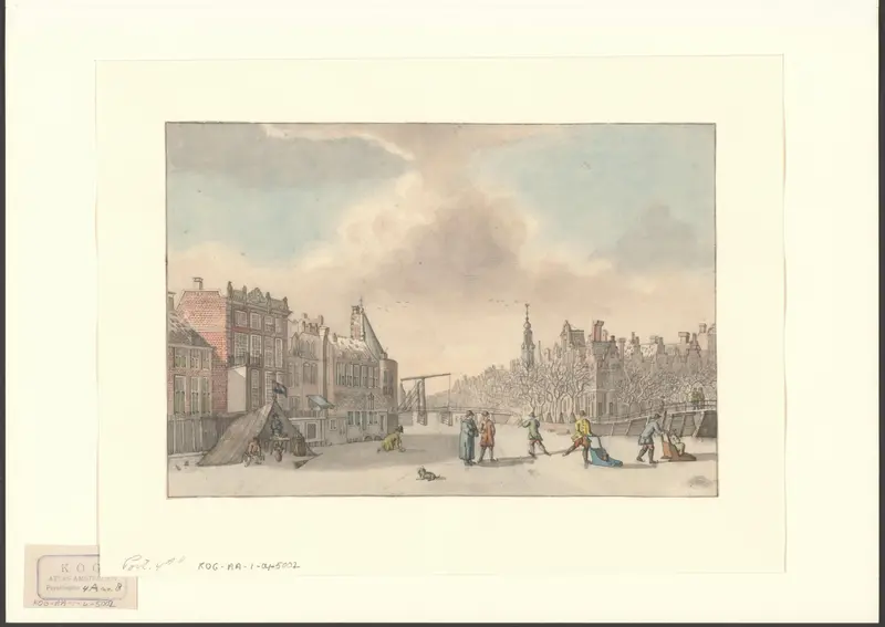 Winterlandschap met de Amstel, gezien in de richting van de Kloveniersburgwal Wall Art by anonymous - High-Resolution Digital Print