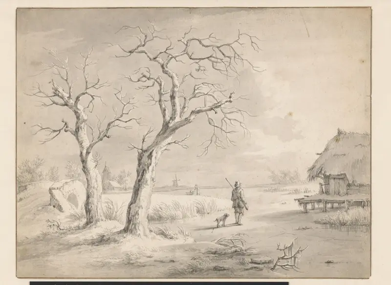 Winterlandschap met jager op het ijs Wall Art by anonymous - High-Resolution Digital Print