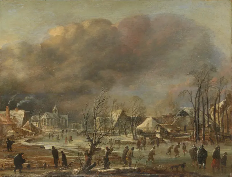 Winterlandschap met kerk en boerderijen Wall Art by Unknown - High-Resolution Digital Print