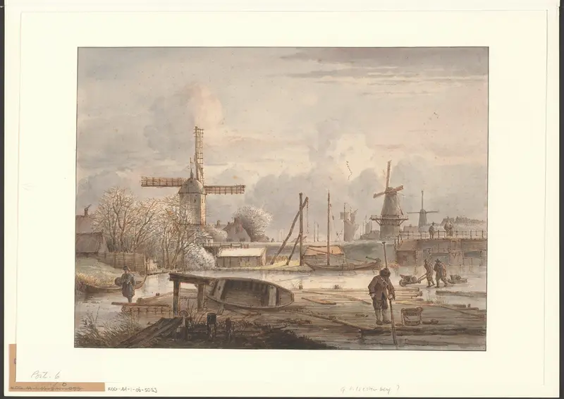 Winterlandschap met molens buiten de Haarlemmerpoort Wall Art by Unknown - High-Resolution Digital Print