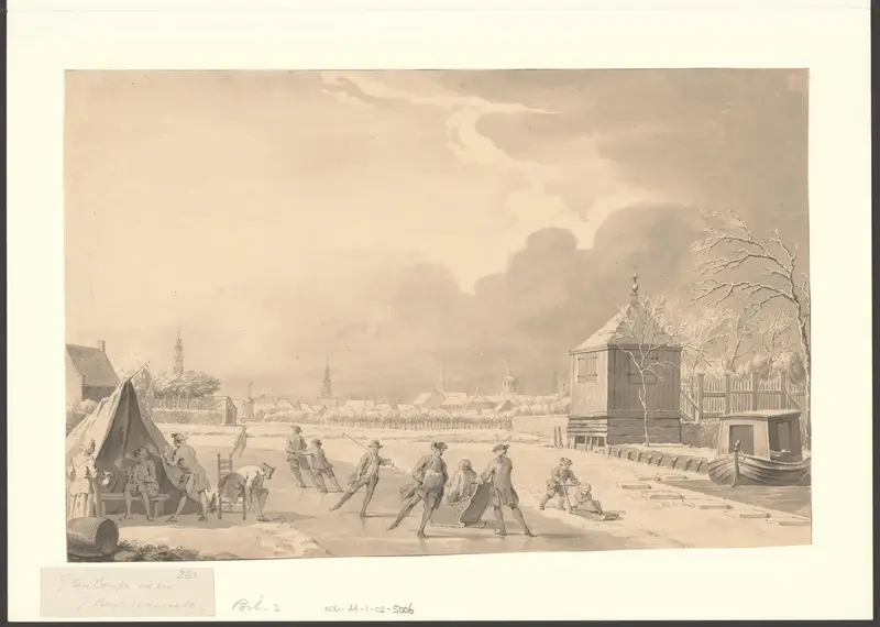 Winterlandschap met schaatsers buiten Amsterdam Wall Art by Unknown - High-Resolution Digital Print