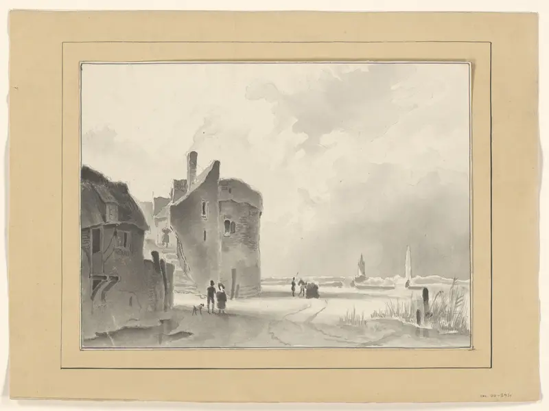 Winterlandschap met toren en figuren Wall Art by Johannes van Reijn - High-Resolution Digital Print
