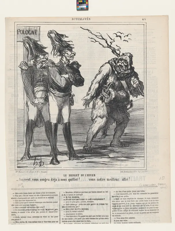 Winter's departure, from 'News of the day,' published in Le Charivari, March 9, 1864 Wall Art by Honoré Daumier - High-Resolution Digital Print