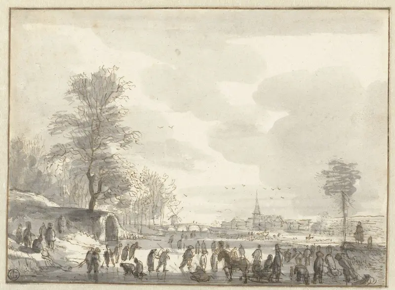 Winters landschap met schaatsers Wall Art by Roelant Roghman - High-Resolution Digital Print