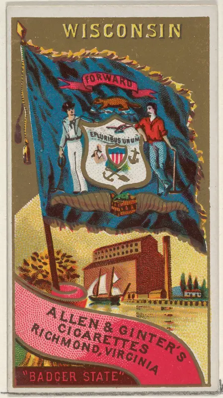 Wisconsin, from Flags of the States and Territories (N11) for Allen & Ginter Cigarettes Brands Wall Art by Allen & Ginter - High-Resolution Digital Print