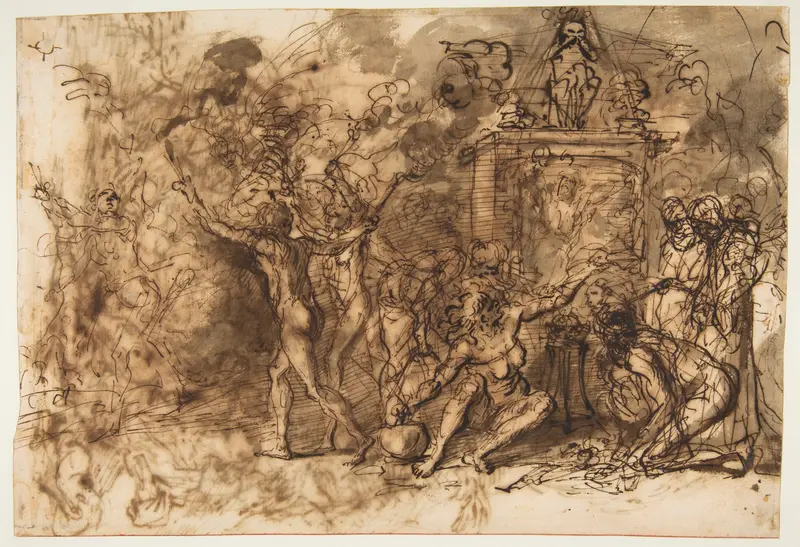 Witches' Sabbath (recto); Figures Gathered around a tree (verso) Wall Art by Salvator Rosa - High-Resolution Digital Print