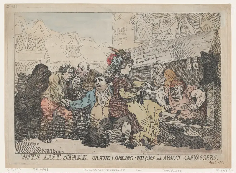 Wit's Last Stake, or the Cobbling Voters and Abject Canvassers by Thomas Rowlandson - High-Resolution Digital Print