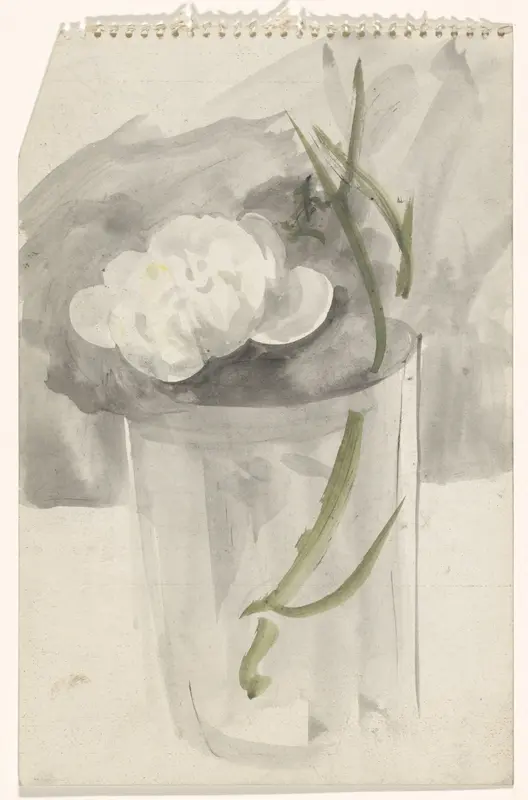 Witte bloem in een glas Wall Art by Carel Adolph Lion Cachet - High-Resolution Digital Print