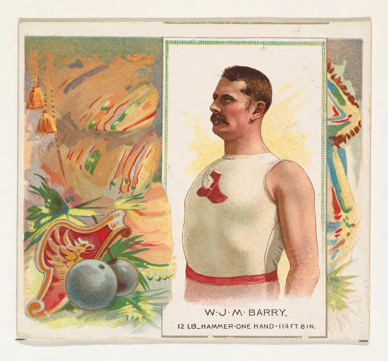 W.J.M. Barry, Hammer Throw, from World's Champions, Second Series (N43) for Allen & Ginter Cigarettes Wall Art by Allen & Ginter - High-Resolution Digital Print