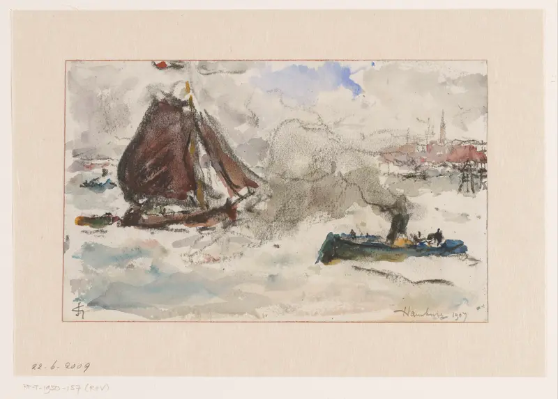 Woelig water voor de haven van Hamburg Wall Art by Carel Nicolaas Storm van 's-Gravesande - High-Resolution Digital Print