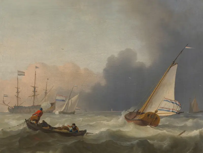 Woelige zee met een Nederlands jacht Wall Art by Ludolf Bakhuysen - High-Resolution Digital Print
