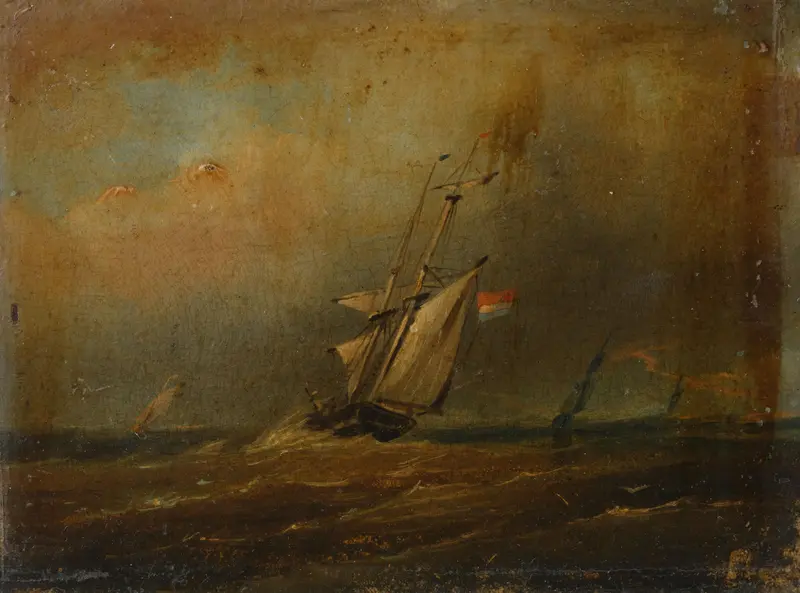 Woelige zee met zeilschepen Wall Art by anonymous - High-Resolution Digital Print