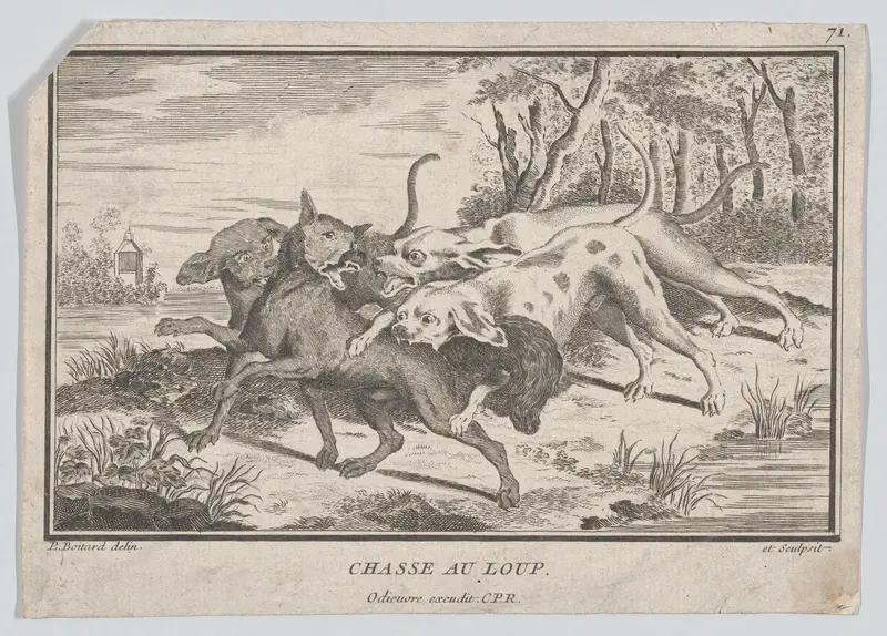 Wolf Hunt Wall Art by Louis Pierre Boitard - High-Resolution Digital Print