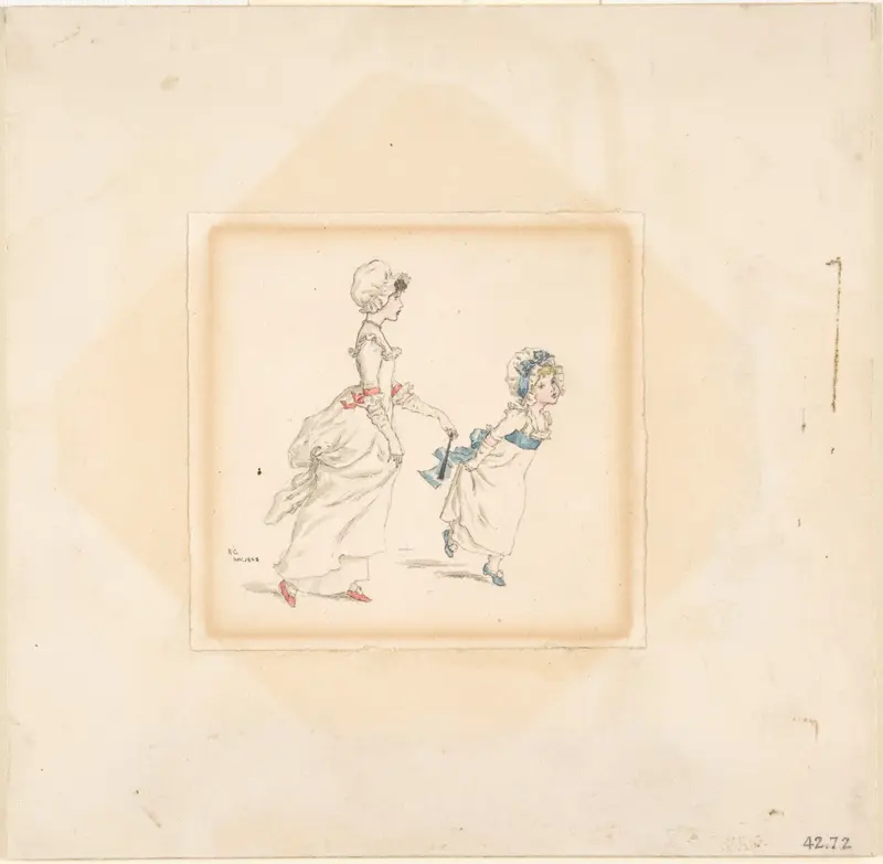 Woman and Child Wall Art by Kate Greenaway - High-Resolution Digital Print