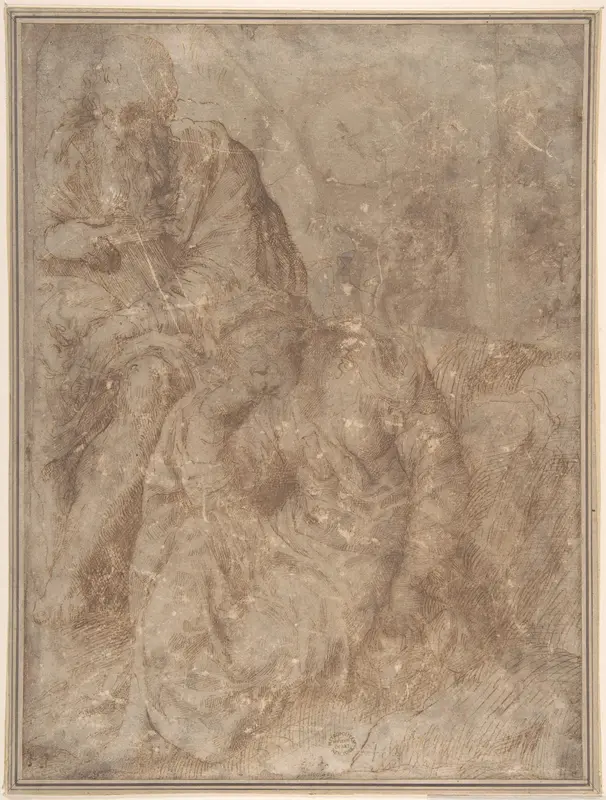 Woman and Old Man Seated Wall Art by Anonymous, Italian, 16th century - High-Resolution Digital Print