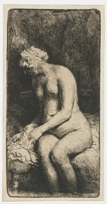 Woman Bathing her Feet in a Brook Wall Art by Unknown - High-Resolution Digital Print