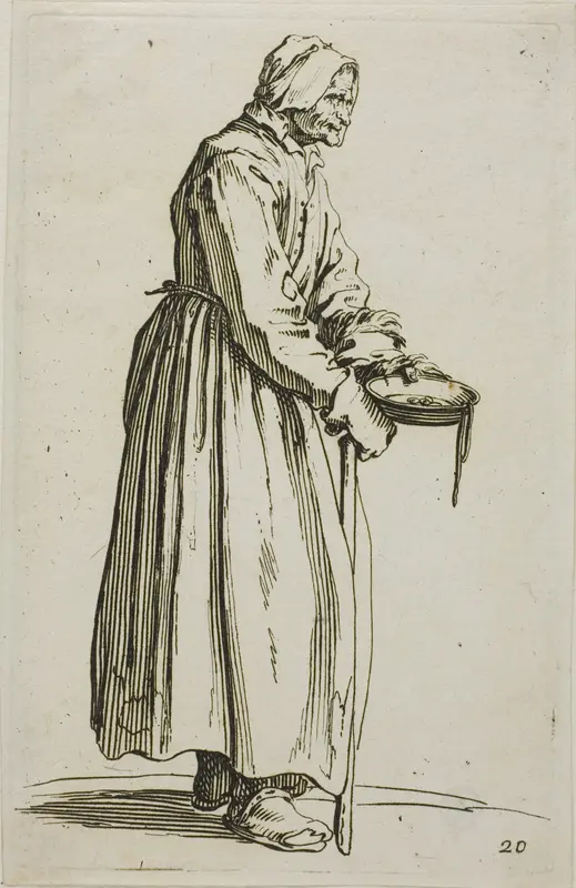 Woman Beggar Holding Alms, plate 20 from The Beggars