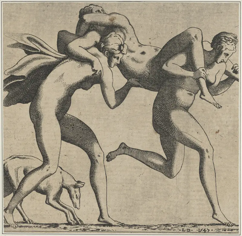 Woman Being Carried to a Libidinous Satyr Wall Art by Léon Davent - High-Resolution Digital Print