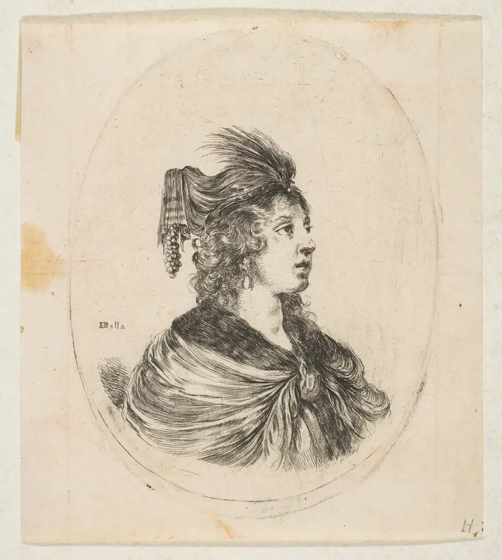 Woman coiffed as a sultana, from 'Several heads in the Persian style' (Plusieurs têtes coiffées à la persienne) Wall Art by Stefano della Bella - High-Resolution Digital Print