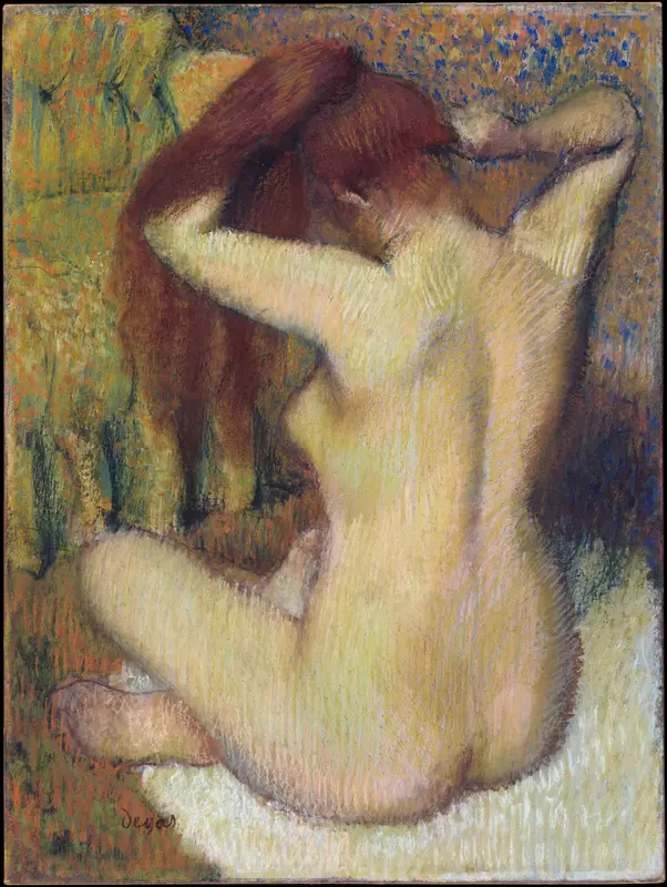 Woman Combing Her Hair Wall Art by Edgar Degas - High-Resolution Digital Print