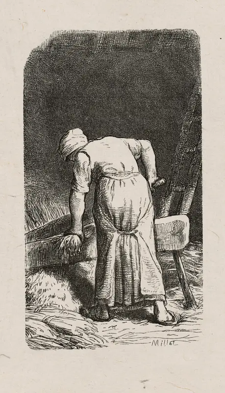 Woman Crushing Flax Wall Art by Jacques Adrien Lavieille - High-Resolution Digital Print