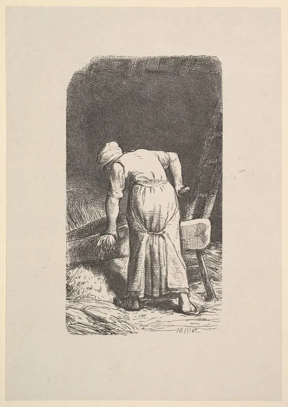 Woman Cutting Wheat Wall Art by Jean-François Millet - High-Resolution Digital Print