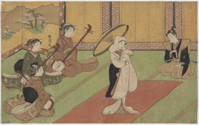 Woman Dancer in Daimyo's Palace Wall Art by Suzuki Harunobu - High-Resolution Digital Print