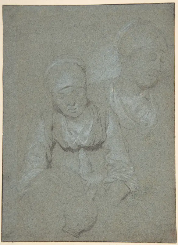 Woman Holding a Jug and a Study of her Head Seen from the Left Wall Art by Cornelis Bega - High-Resolution Digital Print