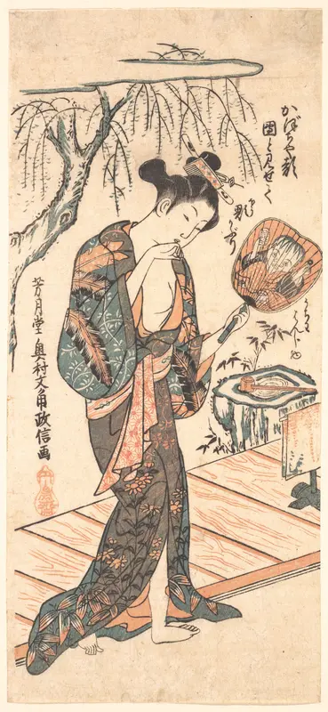 Woman In Loosened Kimono Coming From the Bath