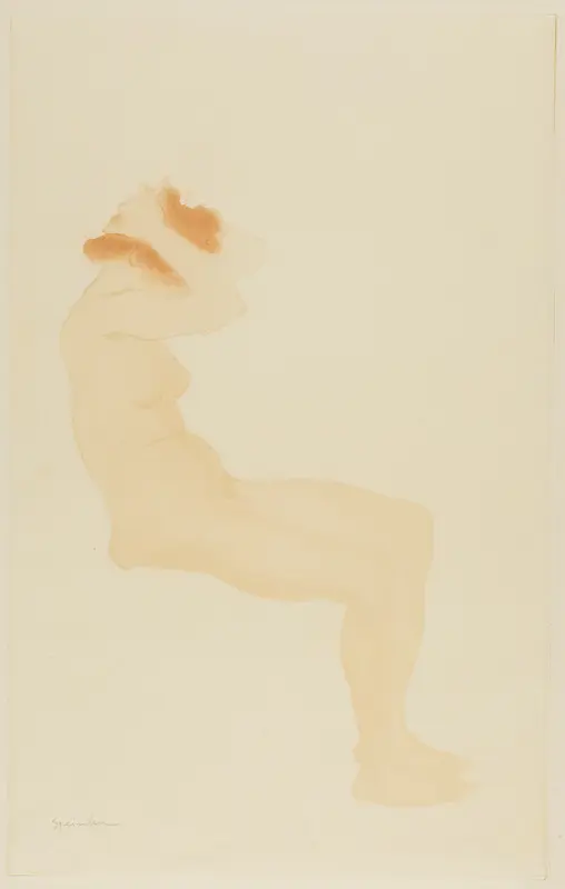 Woman in Profile Fixing Her Hair