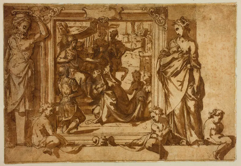 Woman Kneeling Before a Ruler